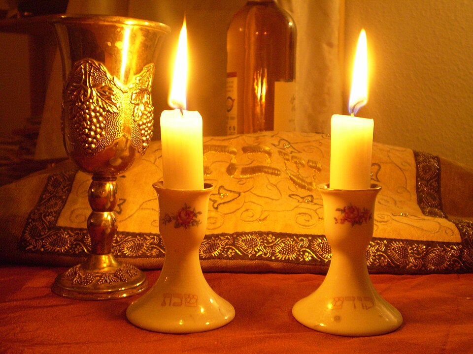 Shabbat candles and challah